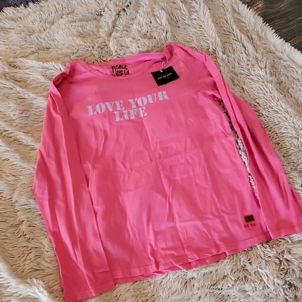 🎁 Pink "love your life" Peace love world tee
